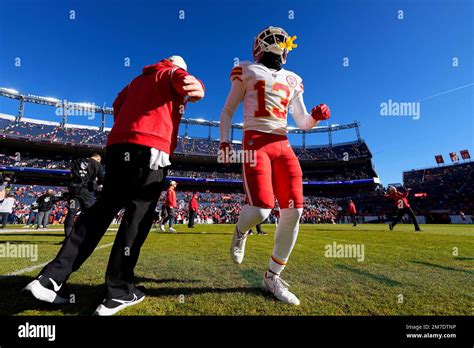 Kansas City Chiefs Safety Nazeeh Johnson Warms Up Against The Denver