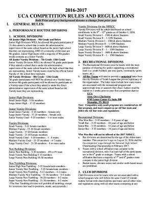 Fillable Online Uca Competition Rules And Regulations Fax Email Print