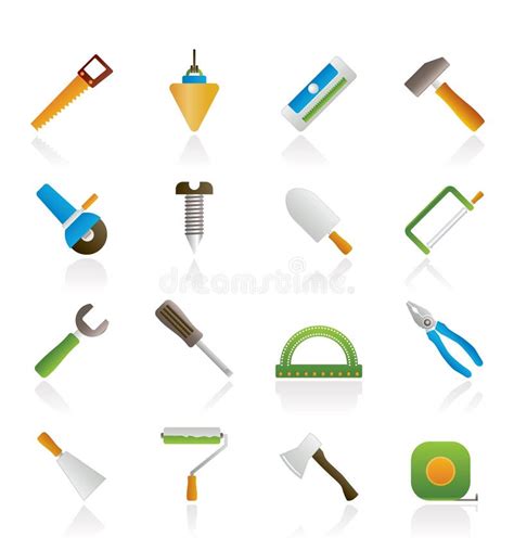 De Pictogrammen Van De Hulpmiddelen Van De Bouw En Van De Bouw Vector