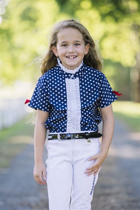 Girls Polka Dot frill shirt Navy with White Polkadots