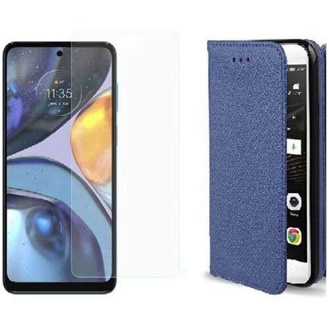 Coque Pour Motorola Moto E Bleu Marine Verre Tremp Etui Housse