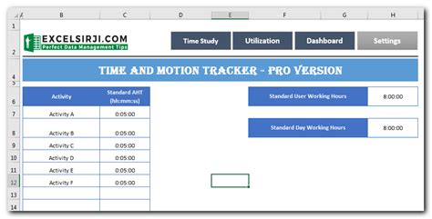 Time And Motion Study Template Excel