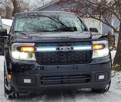 LED light bars installed in grill accent bar + fog lights | MaverickTruckClub - 2022+ Ford ...