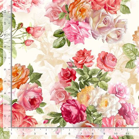 Timeless Treasures Rose Cream Mama Gerts Fabric