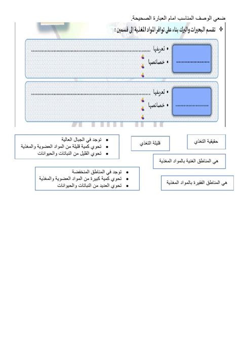 الانظمة البيئية المائية Live Worksheets