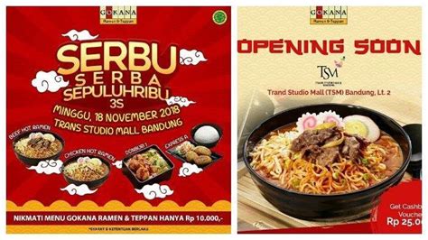 Promo Gokana Ramen Teppan Trans Studio Mall Bandung Serba Rp Ribu