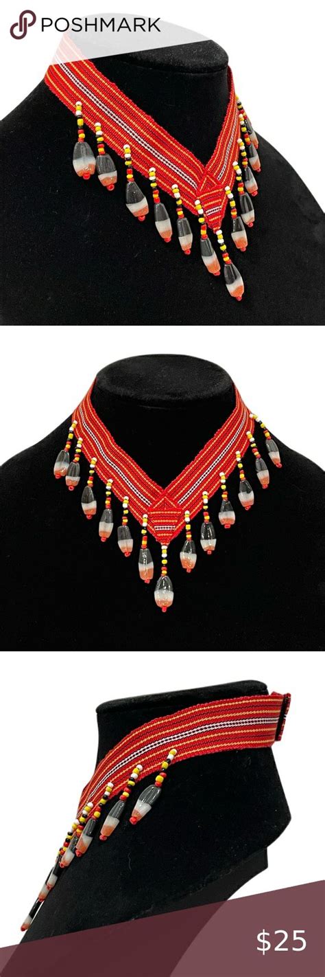 Authentic Ethnic Igorot Woven And Beaded Choker Necklace Style 1 Nwot Handmade Beaded Choker