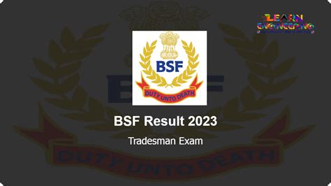 Bsf Tradesman Exam Result 2023 Released Bsfnicinpng