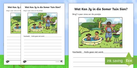 Somer Tuin Skryf Stimulus Prentjie Teacher Made