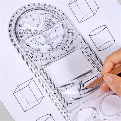 Multi-function Drawing Ruler Three Version Art Rotatable Mathematics ...