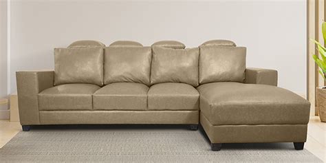 Buy Modish Fabric Leatherette 3 Lounger LHS Sectional Sofa In Beiges