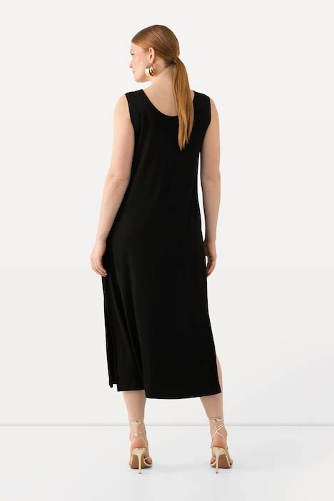 Robe Midi Sans Manches En Tissu Fluide Silhouette En A Vas E Et