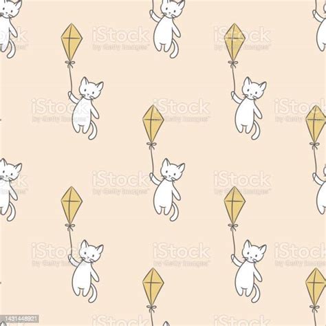 Ilustración De Fondo De Gato Sin Costuras Patrón Vectorial Con Lindos Gatitos De Dibujos