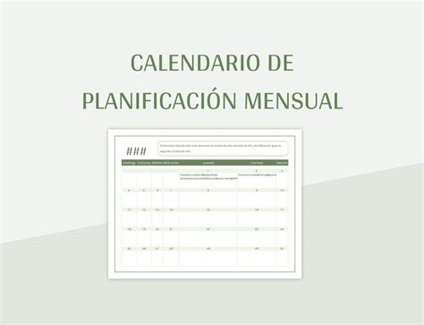 Plantilla De Formato Excel Calendario De Planificación Mensual Y Hoja