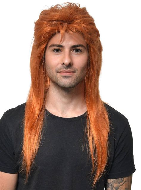 Classic Long Ginger Mullet Men S Costume Wig Costume Wigs Mullets Mullet Wig