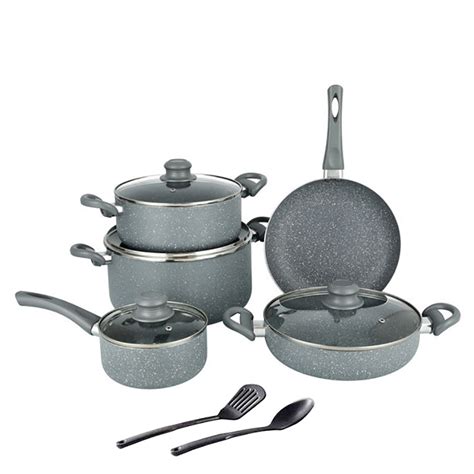 11PCS Nonstick Marble Granite Stone Kitchenware Set Frying Pan Saucepan