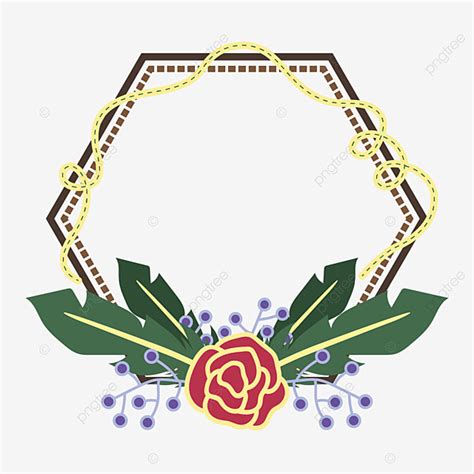 Feathers Boho Vector Hd Png Images Hexagon Boho Frame With Flowers And