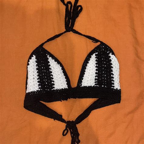 Black And White Crochet Bikini Top Perfect For Depop