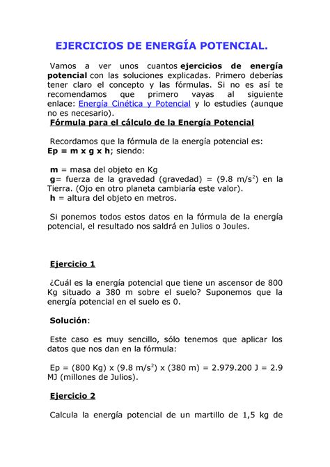 Calculo De La Energia Potencial Electrica Ejercicios Resueltos