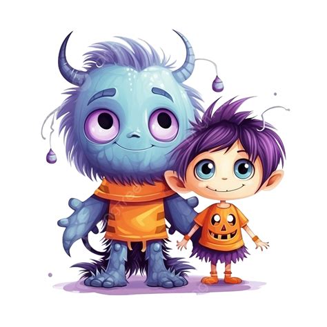 Cute Monsters Halloween Kids Illustration Magic Halloween Vector Png