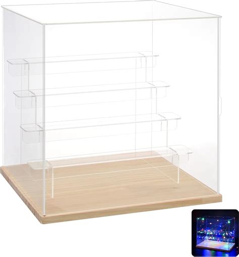 NONEMEY Clear Acrylic Display Case Stand With Two Kind Of Lights 2 3 4