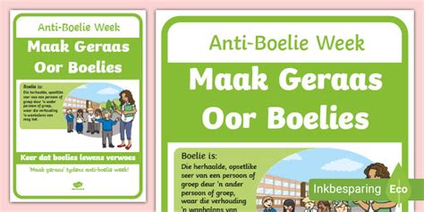 Anti Boelie Week Maak Geraas Oor Boelies Plakkaat