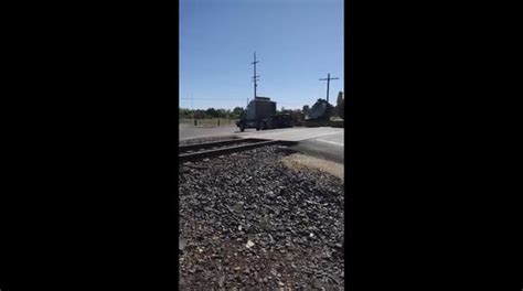 Train Collides With Stuck Semi Truck S Trailer Buy Sell Or Upload