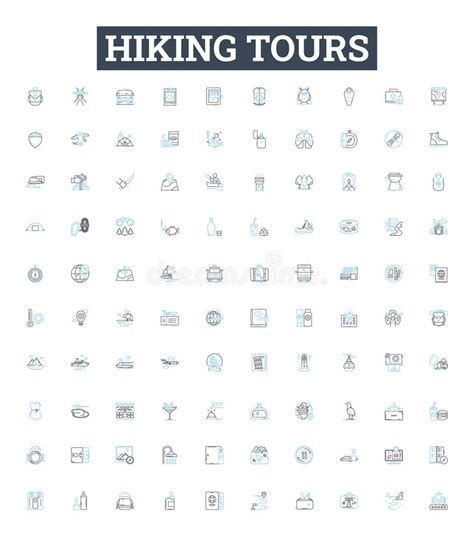 Hiking Tours Vector Line Icons Set Hiking Tours Trails Trekking