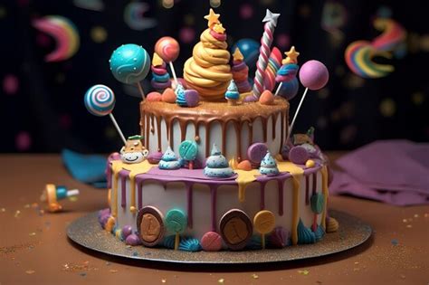 Premium Ai Image Lavish Birthday Cake With Abundance Of Celebration