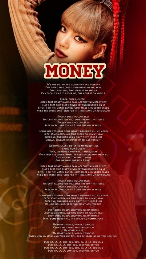 Lisa (blackpink)-MONEY | Pink song lyrics, Pretty lyrics, Money lyrics