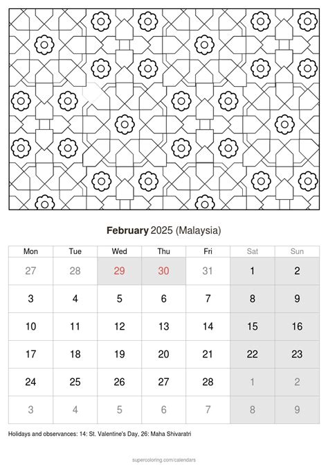 February 2025 Calendar Malaysia