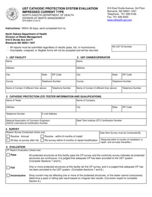 Fillable Online Ndhealth Ust Cathodic Protection System Evaluation