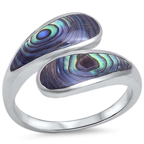 Abalone Ring Bypass Design Abalone Shell Inlay Ring Solid 925 Sterling