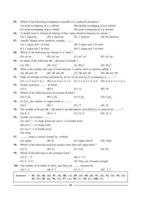 Jee Neet Chemistry Question Bank For Chemical Bonding And Molecular