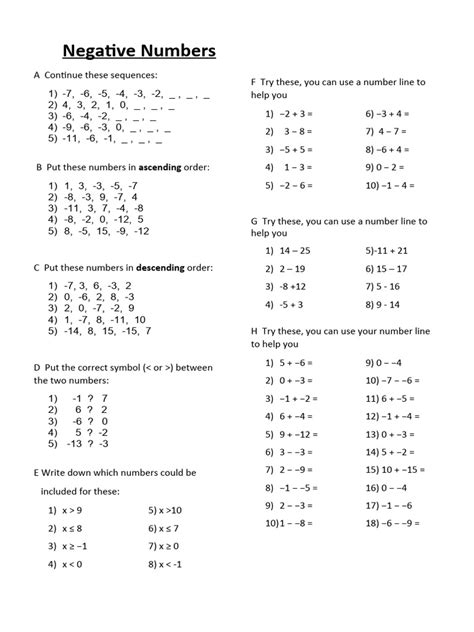 Negative-Numbers-Worksheet | PDF