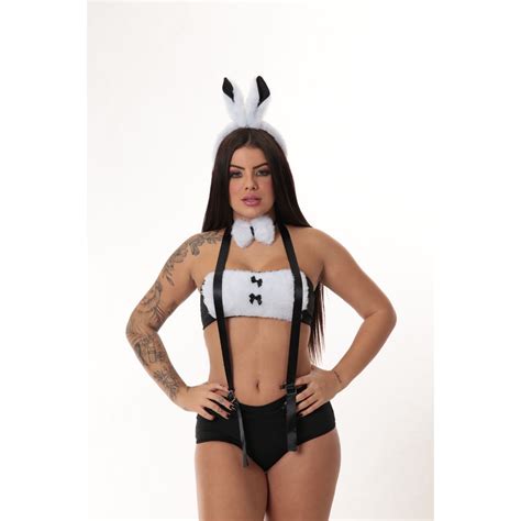 Fantasia Sexy Coelha Playboy Tanga Arco Lingerie Sensual Er Ticas