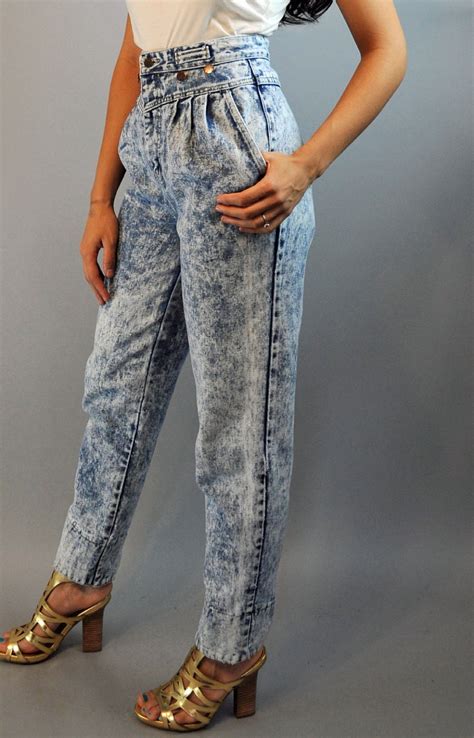 80s High Waist Jeans Acid Wash Jeans Vintage By Rockstreetvintage