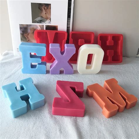 D Letters Silicone Mold Diy Alphabet Candles Molds Clay Plaster Craft