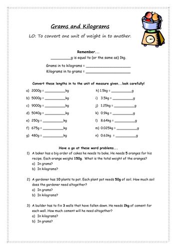 Grams & kilograms | Teaching Resources