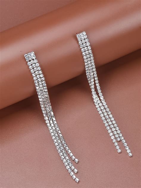 Rhinestone Tassel Decor Drop Earrings Artofit