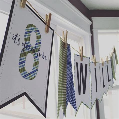 Personalized Lds Baptism Printable Pennant Banner Green Blue Plaid