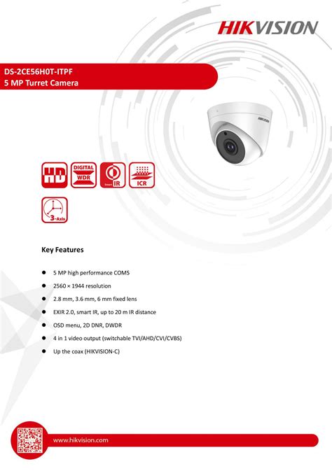 Hikvision Ds Ce H T Itpf Mp Internal Turret Camera Price In Nepal