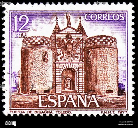 Moscow Russia March 27 2022 Postage Stamp Printed In Spain Shows