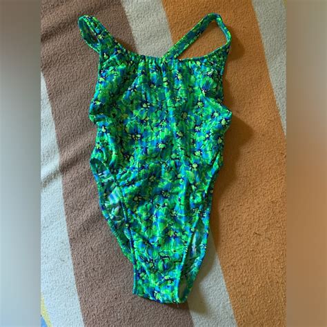 90s Vintage High Cut Leg Onepiece Swimsuit Gem