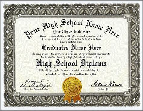 High School Diploma – Custom with Your Information – Premium Quality ...