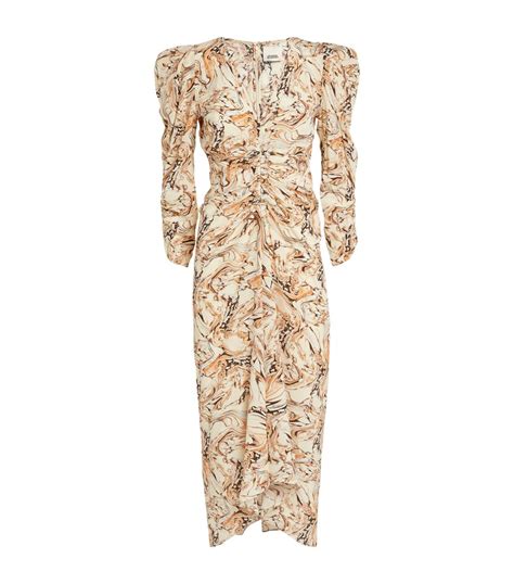 Womens ISABEL MARANT Beige Silk Albini Midi Dress Harrods US