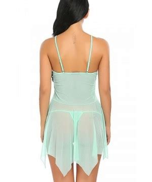 Women Lingerie Lace Babydoll V Neck Sleepwear Strap Chemise Green Ct Wt M