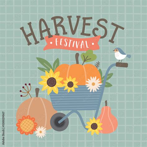 Harvest Festival Hand Drawn Lettering Phrase And Autumn Harvest