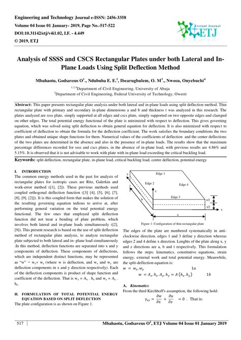 Pdf Analysis Of Ssss And Cscs Rectangular Plates Under Both Lateral