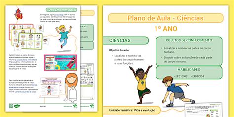 Plano De Aula 1º Ano Ciências O Corpo Humano Twinkl